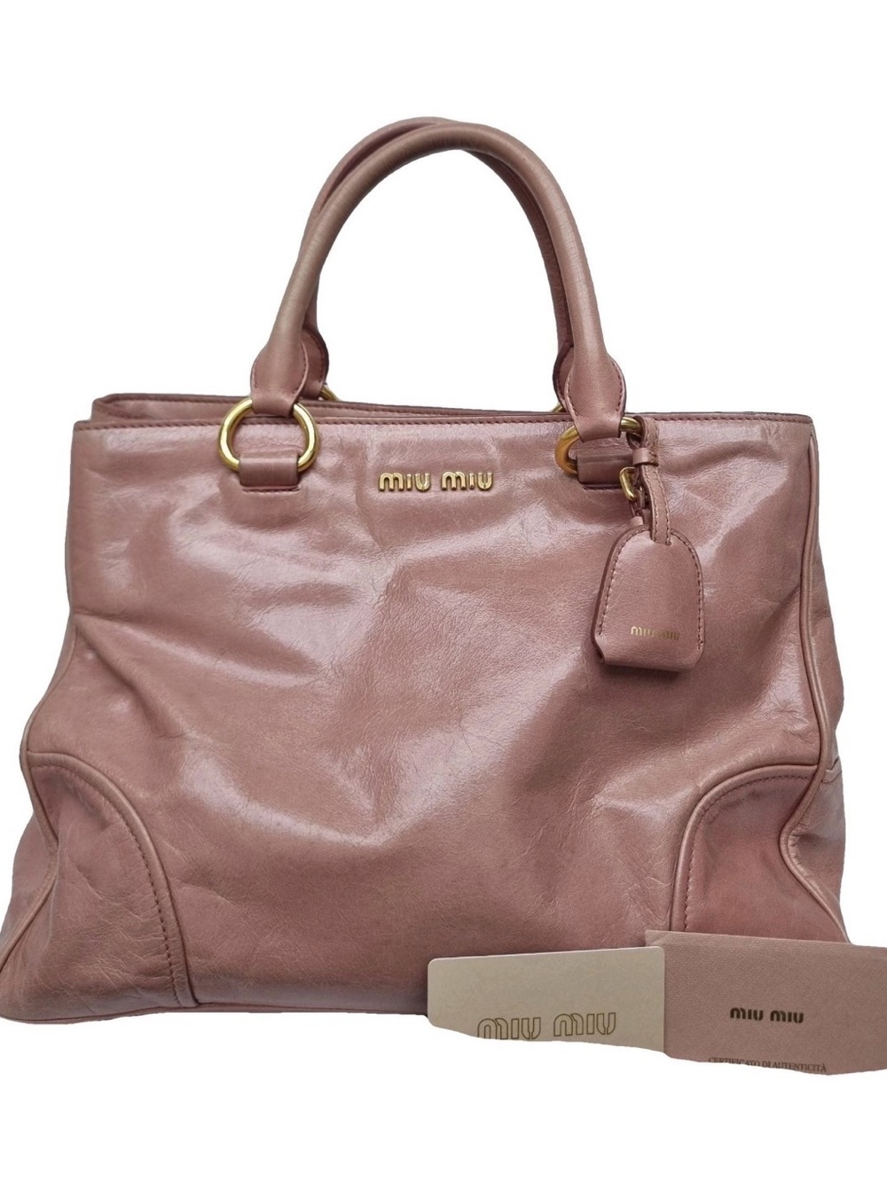 Miu Miu Women's Leather Tote Bag in Dusty Rose